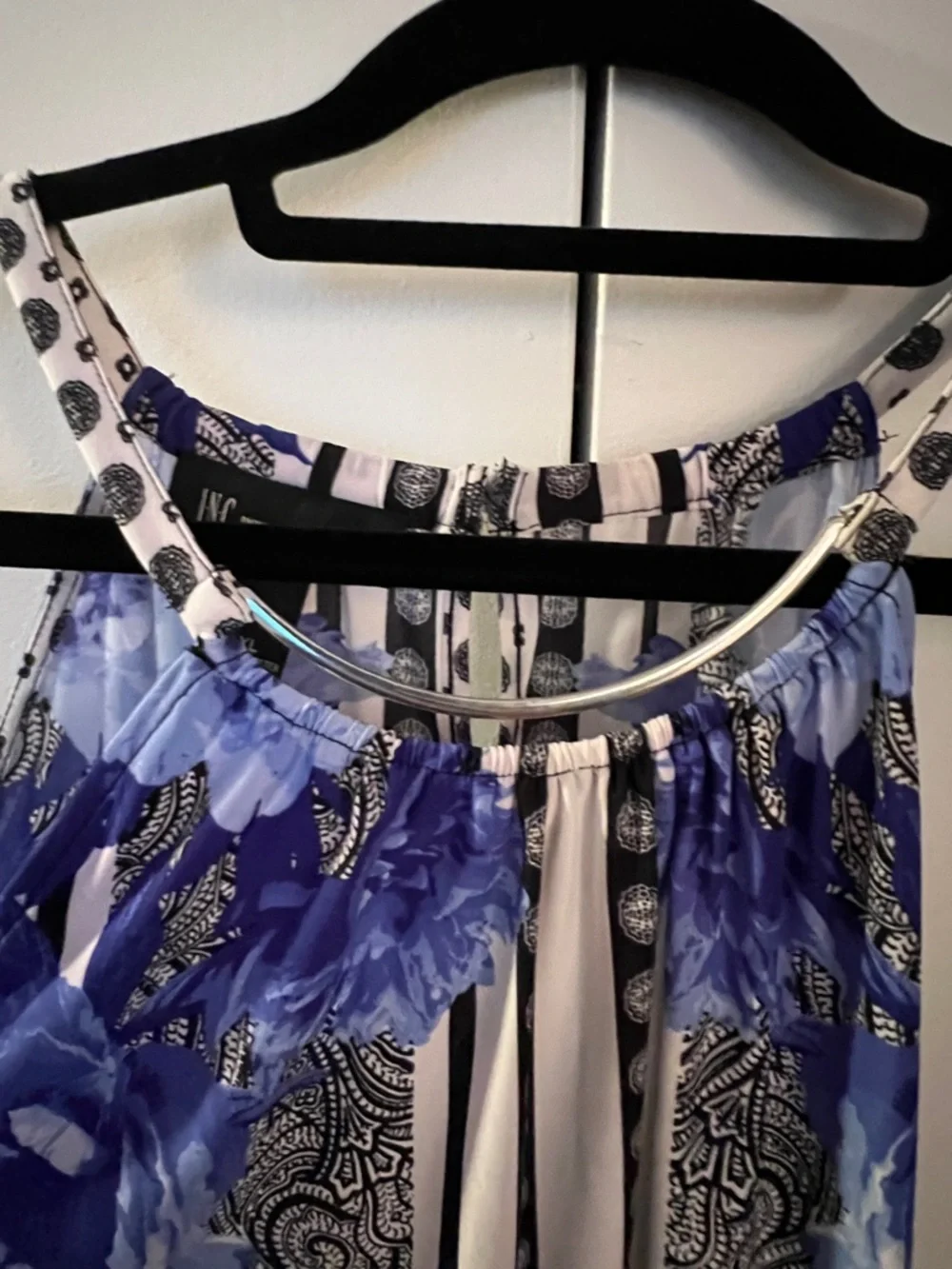 INC International Concepts Blue Floral & Paisley Halter Tank Top Sz XL - Picture 3 of 6